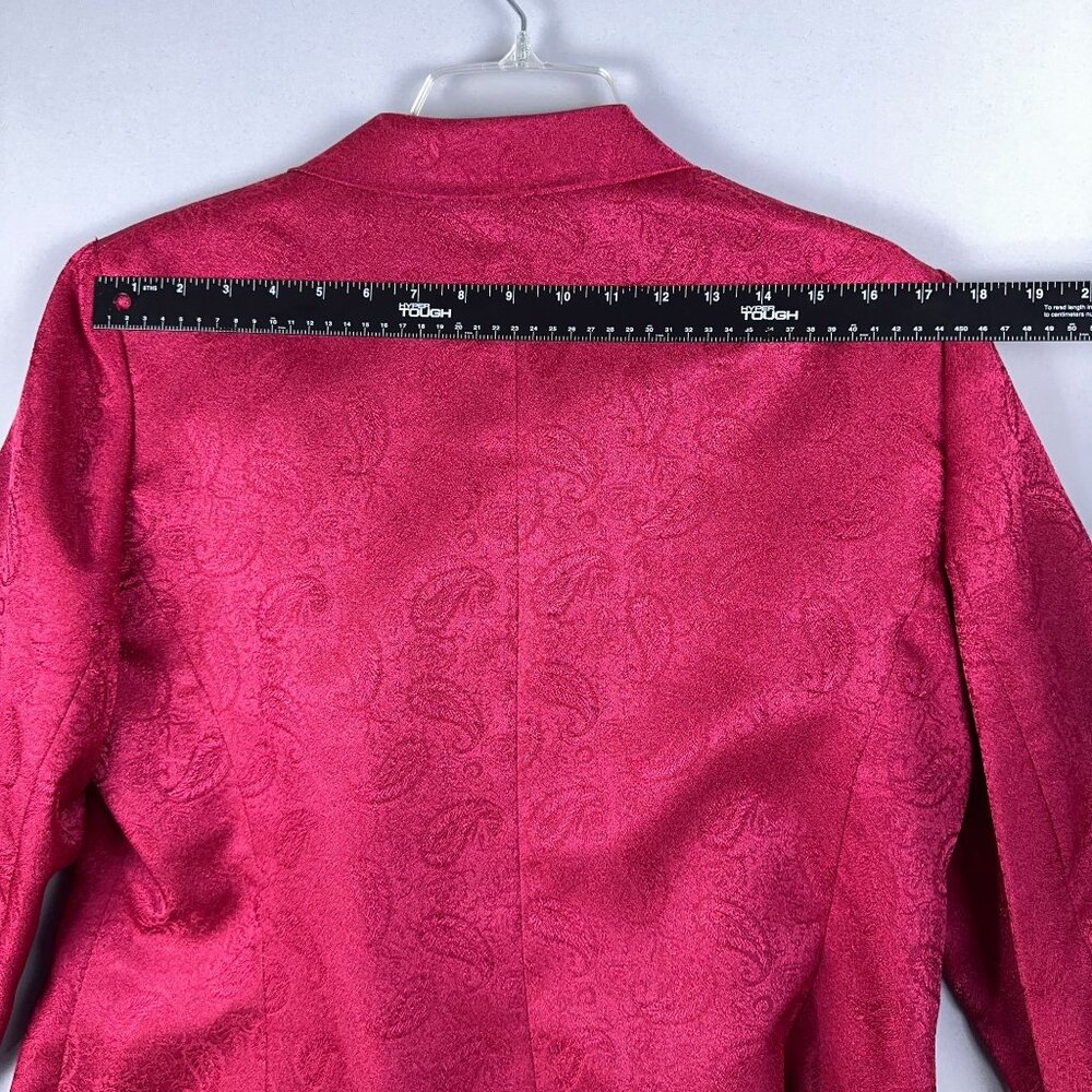 Le Suit Satin Blazer Jacket Womens Size 16 Paisley Cocktail Church Pink - Picture 10 of 11